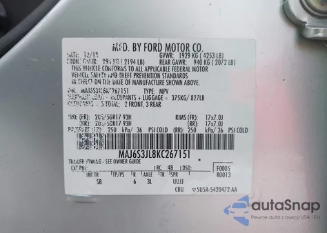 2019 Ford Ecosport Ses from USA, damaged, VIN MAJ6S3JL8KC267151